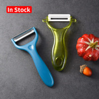 RUITAI Couteau à éplucher les fruits et légumes multifonctionnel Couteau à éplucher les tomates Lame en céramique Manche en PP bleu