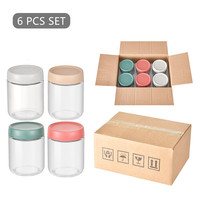 Lot de 6 bocaux en verre écologiques avec couvercles hermétiques, bocaux Mason à large ouverture pour salades, contenants de stockage alimentaire pour overnight oats, 16oz/500ml
