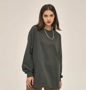 เสื้อยืดโอเวอร์ไซส์แขนยาวผ้าคอตตอนเนื้อหนาคุณภาพสูง OEN/DEM 100% พร้อมโลโก้พิมพ์ดิจิทัลตามสั่ง - Product Image 2