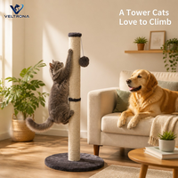 Arbre à chat en sisal écologique, grand grattoir pour chat avec boule suspendue, mobilier pour chat d'intérieur