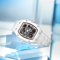 Montre pour homme ultra-fine en alliage, élégante et unique, cadran à aiguilles lumineuses, bracelet en silicone, forme de barillet, quartz, résistante à l'eau 30M
