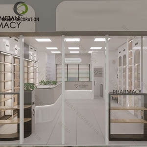 Conception de comptoir de pharmacie écologique et durable, design moderne d'intérieur de pharmacie pour l'affichage des médicaments - Product Image 5