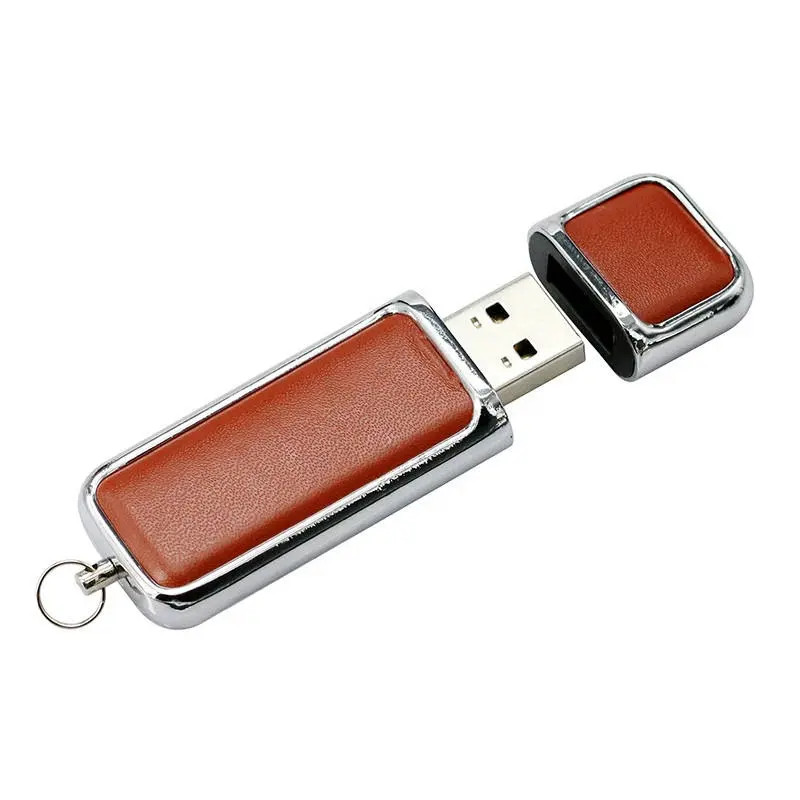 Biểu tượng tùy chỉnh PU da USB Flash Drive 3.0 Chất lượng cao màu đen nâu Memory Stick 2.0 16GB 32GB 64GB Pen Drive với Keychain
