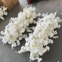 KEWEI-J926 blanc artificiel fleur de cerisier fleur toile de fond mariage coureur fleurs rangée arc Table fleur centres de table