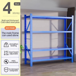 Estantería de Almacenamiento de Acero Resistente de Cuatro Niveles Ajustable, Unidad de Estanterías para Garaje, Uso Doméstico y en Almacenes, Color Azul - Product Image 2