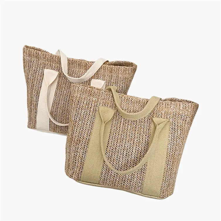 Borsa da spiaggia in tela alla moda borsa in tessuto annodata borsa rosa per ingredienti alimentari macramè paglia pochette piatta