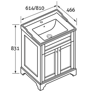 ארון אמבטיה כפול דלתות בצבע כחול-אפור, בעיצוב בהשראת התקופה הוויקטוריאנית, ללא כיור קרמי. - Product Image 6