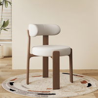 Fauteuil de salle à manger contemporain en bois avec dossier en cuir PU, en noyer massif, écologique et durable, pour la maison, le bureau, l'hôtel, l'entrepôt