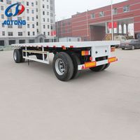 Remorques complètes à plateau plat pour le transport de conteneurs et de gros équipements, 2 essieux, 15-20 tonnes, avec barre de traction