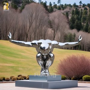 Escultura de hombres de buzo de acero inoxidable abstracto de artes metálicas modernas para decoración al aire libre - Product Image 6