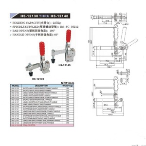 HS-12130-SS Equivalente a Desta-co 207-U, Abrazadera Vertical de Acero Inoxidable, Capacidad de Sujeción 227 kg/500 lb, Aplicable a Accesorios de Fijación, Fabricación OEM - Product Image 3