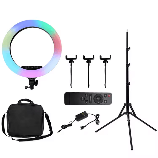 Wholesale 18 Inch Tall Tripod Stand Rgb Selfie Ring Light Profissional for Phone Camera Floor Lamp