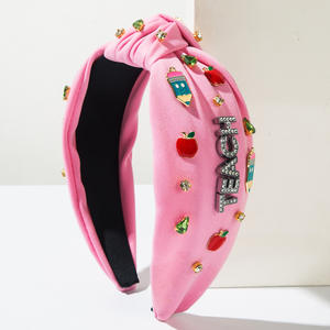 ที่คาดผมแฟชั่นสำหรับเปิดเทอม ประดับเพชร พร้อมจี้รูปแอปเปิ้ลและดินสอ สำหรับวัยรุ่นหญิง - Product Image 4