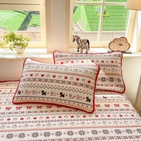 Parure de lit trois pièces en mousseline de soie double couche avec garnissage en coton 60 fils, design simple matelassé, pour la maison