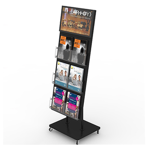 Expositor de Folletos A4 Personalizado de Múltiples Niveles, Estante Móvil de Metal y Acrílico con Ruedas para Exhibición en Librerías - Product Image 5