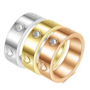 Heart-Shaped <b>Couple</b> <b>Rings</b> 4mm 6mm Bezel Set Crystal Unisex Fashion Jewelry Engagement <b>Ring</b> - Product Image 1