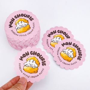 MON CHOURIE Korean Style Cream Puffs Adhesive <b>Sticker</b> Irregular Shape Pink Paper <b>Label</b> for Bakery Packaging - Product Image 2