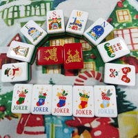 Jeu de tuiles de mahjong américain sur le thème de Noël, en acrylique, avec Père Noël, rennes et Joker, jeu de table, cadeau de Noël