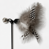 YR J-103 Baguette de chat en bois massif avec corde, longue perche, plumes et clochette, têtes interchangeables, jouets souris et oiseaux, parfait pour les animaux de compagnie