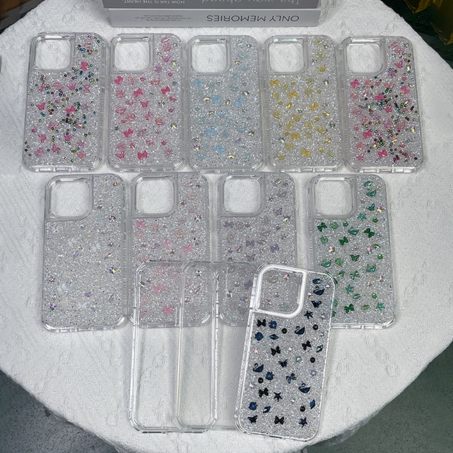 Ladies Luxury Rhinestone Phone Cases for iPhone 15 14 13 Pro Max Bling Diamond Handmade Cellphone Covers for Redmi/Huawei