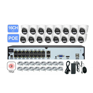 Kit de caméra de sécurité réseau CCTV TSEye 16 canaux 8MP avec microphone intégré, détection de mouvement, vision nocturne, caméra extérieure intelligente POE - Product Image 1