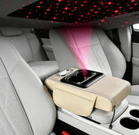 Boîte de rangement multifonctionnelle en cuir pour accoudoir central avec fonction de charge et projecteur laser ciel étoilé