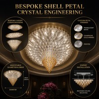 Lustre en verre personnalisé en forme de feuille de lotus-goutte d'eau pour hall d'hôtel, bureau de vente, salle d'exposition, éclairage suspendu
