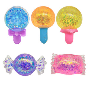 ลูกอมเม็ดกลิตเตอร์ TPR สีสันสดใส ขายดี ของเล่นบีบคลายเครียด ของขวัญส่งเสริมการขาย สำหรับเด็ก - Product Image 1