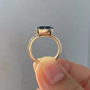 East to West Moissanite Gemstone <b>Emerald</b> Cut Solitaire Engagement Wedding <b>Ring</b> with Bezel Prong Setting in 925 Sterling <b>Silver</b> - Product Image 1
