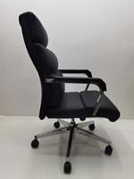 Chaise de bureau ergonomique de luxe en cuir PU noir à haut dossier, chaise de bureau ergonomique