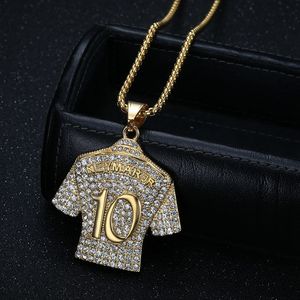 Collier pendentif Yunnique Neymar Jr 10 en acier inoxydable, zircon, plaqué or 18 carats, bijoux de mode hip-hop glacés, cadeau géométrique - Product Image 6