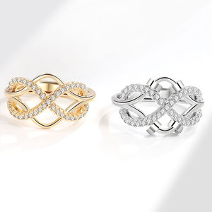 Anillo giratorio antiestrés con cuentas, circonitas pavé, cobre chapado en oro, ajustable, diseño infinito entrecruzado, joyería para aliviar el estrés para mujeres - Product Image 3