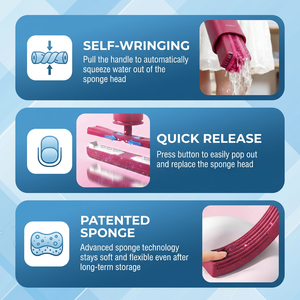 ไม้ถูพื้นแบบมีฟองน้ำบีบได้ กลิ่นสตรอว์เบอร์รี หัวหนาพิเศษ ถอดประกอบง่าย ซึมซับน้ำได้ดีเยี่ยม ใช้ได้กับพื้นกระเบื้อง พื้นไม้ และห้องครัว - Product Image 2