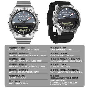 NOVITÀ NORTH EDGE GAVIA Orologio Subacqueo da Uomo, Smartwatch di Lusso in Acciaio, Bussola, Altimetro, Barometro, Orologio <span class=keywords><strong>Digitale</strong></span> Impermeabile 200m - Product Image 6