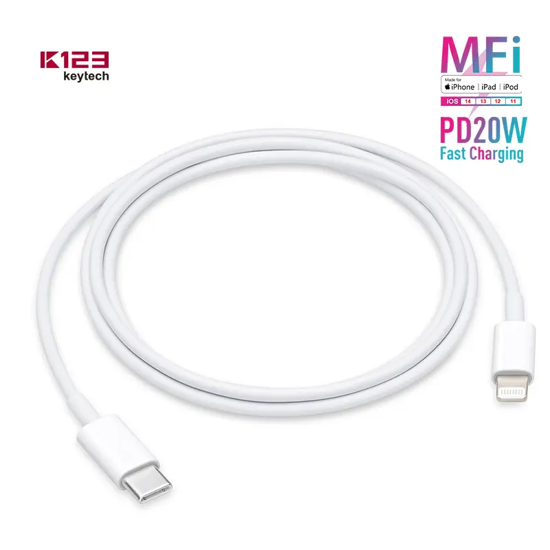 MFi C94 to USB C cable TPE molding shell 3A fast charging custom length for iPhone