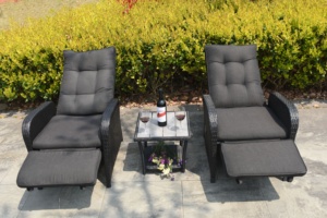 Patio Wicker <strong>Recliner</strong> Outdoor Adjustable Lounge <strong>Chair</strong> with Comfortable Cushion Side Table Footrest All-Weather <strong>Rattan</strong> for <strong>Garden</strong> - Product Image 5