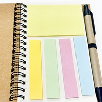Carnet spirale multifonctionnel avec notes adhésives colorées et stylo, fournitures scolaires pour l'étude
