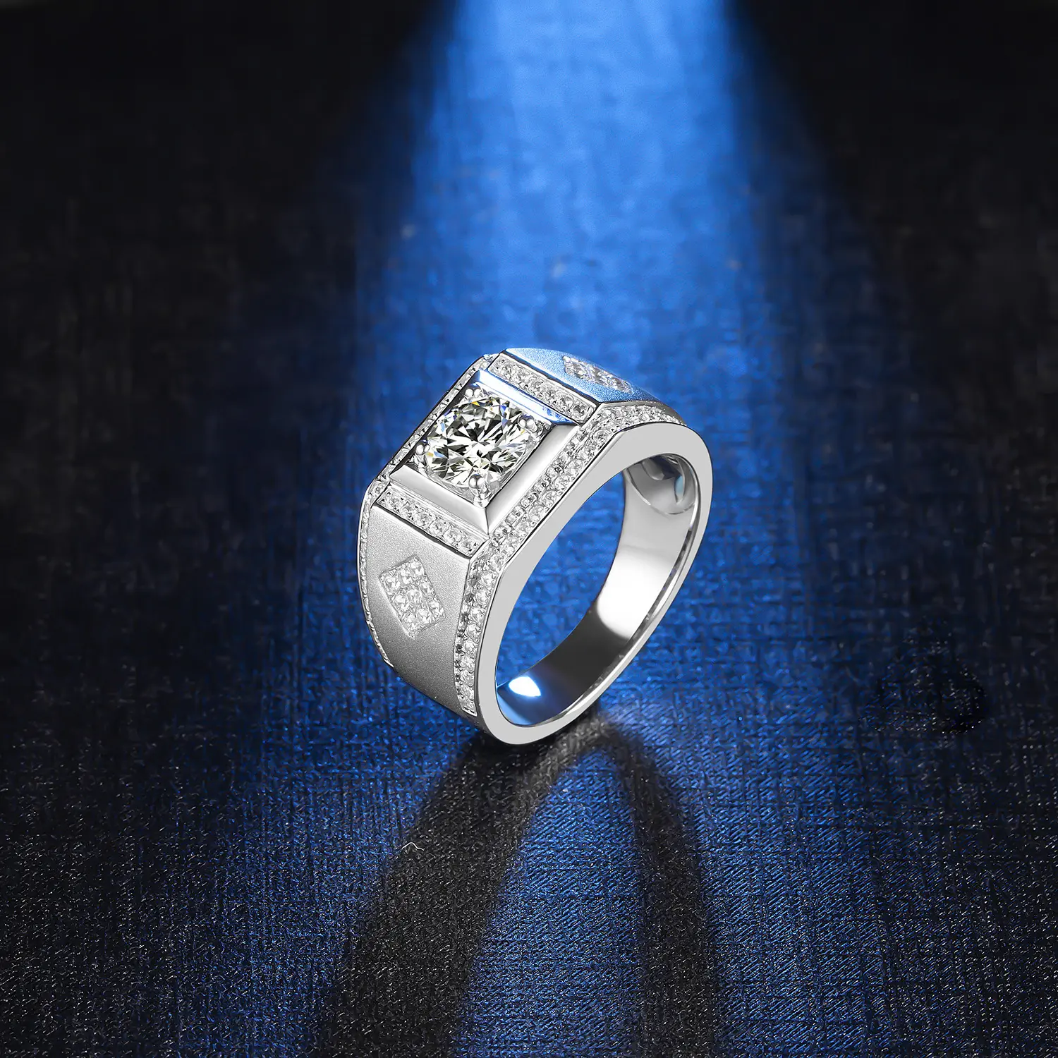 Mens Silver Finger Ring Moissanite Men Ring 1 Vvs1 Moisaanite Diamond Ring D Color