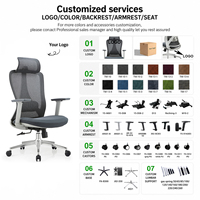 Chaise de bureau ergonomique en maille à dossier haut OEM, chaise de bureau pivotante respirante pour espace de travail