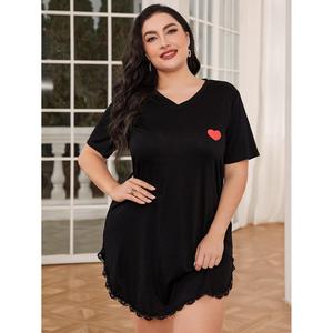 <span class=keywords><strong>Chemise</strong></span> <span class=keywords><strong>de</strong></span> <span class=keywords><strong>nuit</strong></span> ample et décontractée en mélange <span class=keywords><strong>de</strong></span> rayonne pour femmes rondes, idéale pour la maison, printemps-été - Product Image 1