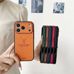 Funda Protectora de Cuero con Textura de Cabeza de Ciervo para iPhone 17 Air 16 15 14 13 12 Mini 11 Pro Max Plus, Mate, Antigolpes, Suave - Product Image 4