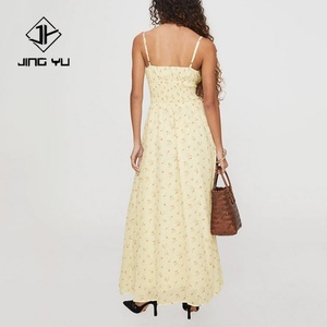Vestido Largo Informal de Verano para Mujer, Diseño Floral Amarillo, Tirantes, Alta Calidad, 100% Rayón, Tela Suave - Product Image 4