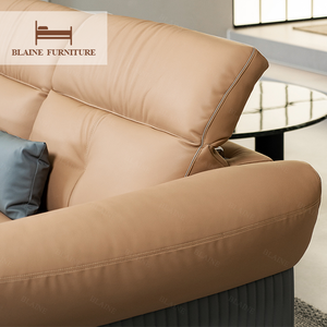 BLAINE Original 305 nouveau produit-idées couleur Orange en cuir véritable canapé meubles de salon Offre Spéciale prix usine canapé - Product Image 6