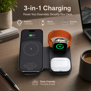 Nuevo Banco <span class=keywords><strong>de</strong></span> Energía Inalámbrico Magnético 3 en 1 <span class=keywords><strong>de</strong></span> 5000mAh con Silicona Plegable para <span class=keywords><strong>iPhone</strong></span> 17 16 15 Pro Max (2026) - Product Image 2