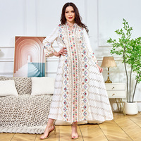 Robe de soirée élégante pour femme, style arabe du Moyen-Orient, en polyester, à manches longues, col en V, ample, ornée de paillettes et de perles, Nouvelle collection Printemps 2025, pour le commerce extérieur