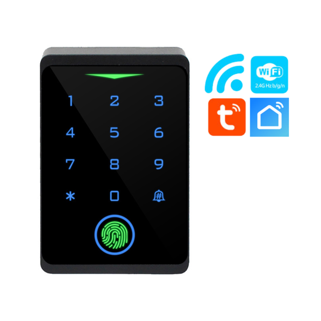 ABS IP66 Waterproof Tuya APP WiFi Keypad Touch Screen Biometric Fingerprint Rfid Card Reader Access Control System