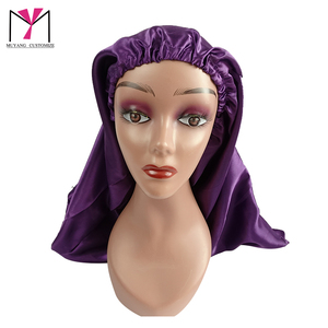 Braids by KEEsha T Type Long Satin <b>Bonnet</b> For Adults Purple Fashion Headwear With Heat Transfer Printing - Product Image 2