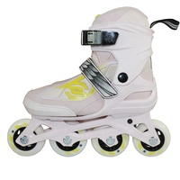 Patins à roulettes en ligne réglables HZ LH pour enfants, 4 roues, pour l'extérieur, avec roues en plastique PP, lumières clignotantes, roulements ABEC-7