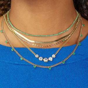 Gemnel oro vermeil 925 argento sterling pietra di luna collana a maglie graduali collane a catena cubana - Product Image 3