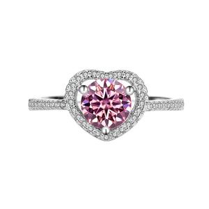 925 Sterling Silber Damen Verlobung versprechen Ringe Edler Schmuck mit Gra Diamant Herzform Halo Moissan ite Ringe für Frauen - Product Image 6
